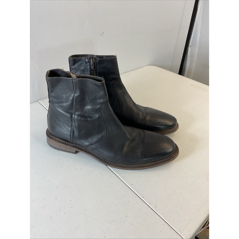 Mens Freebird by Steven Douglas‎ Boot Size 13 Leather black Zip Grunge Biker